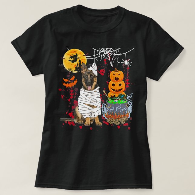 T-shirt Maman Berger Allemand Chien Halloween Chien Pompe  (Design devant)