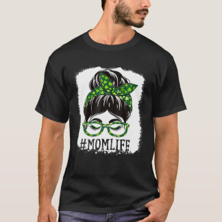 T-shirt Maman Bleached Women Messy Bun St Patrick's Day Sh