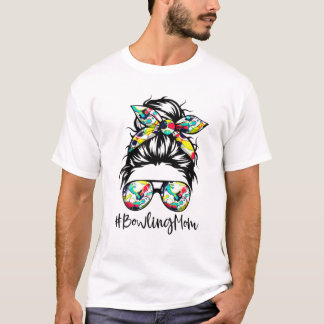 T-shirt Maman Bowling Mignonne Maman Drôle Vie Chignon Lun