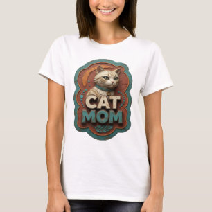 T-shirt Maman chat argentée Art wearable