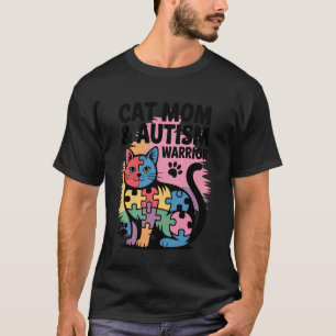 T-shirt Maman Chat Autisme Guerrière Autisme Colorée Sensi