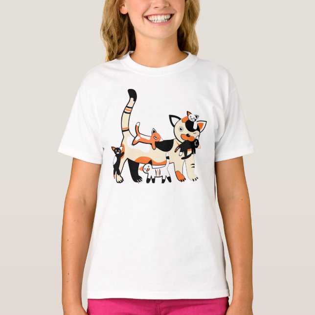 T-shirt Maman chat avec chatons drôle photo. (Devant)