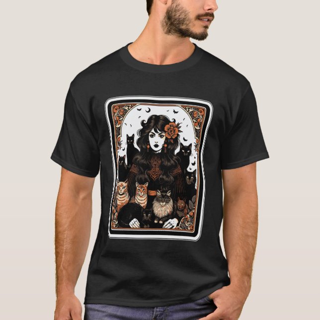 T-shirt Maman Chat Avec Lune et Tarot (Devant)