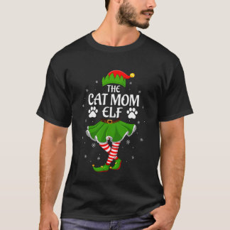 T-shirt Maman Chat Elf Noël Famille Filles Femmes Elf Squa