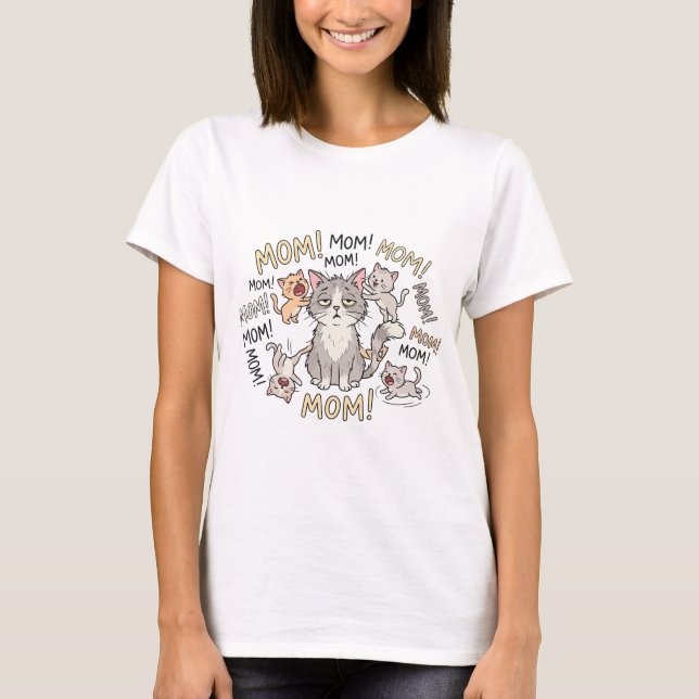 T-shirt Maman chat épuisée drôle (Devant)
