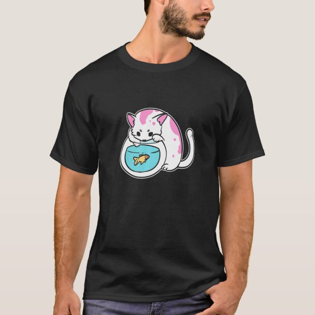 T-shirt Maman chat et poisson rouge Kitty (Devant)