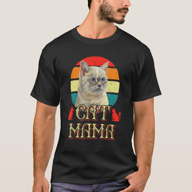 T-shirt Maman Chat Rétro Vintage (Devant)