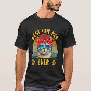 T-shirt Maman Chat Rétro Vintage Fête des Mères Meilleure