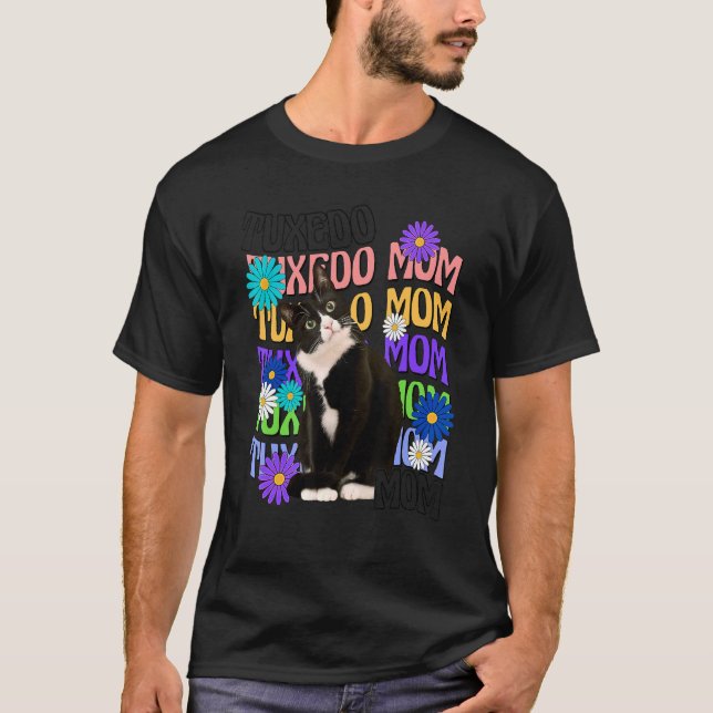 T-shirt Maman chat smoking Rétro Groovy (Devant)