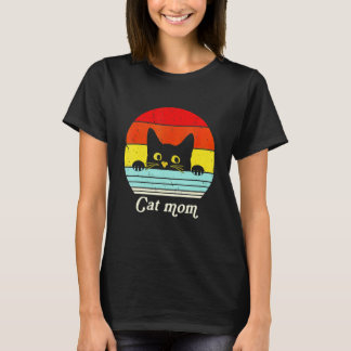 T-shirt Maman Chat Vintage Lunettes de Soleil Rétro Chat S