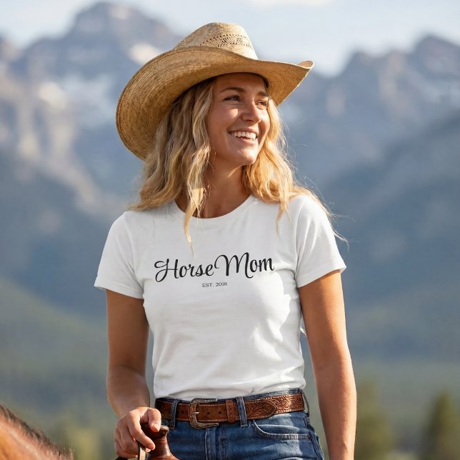 T-shirt Maman Cheval Écriture Noire Établie (Créateur téléchargé)