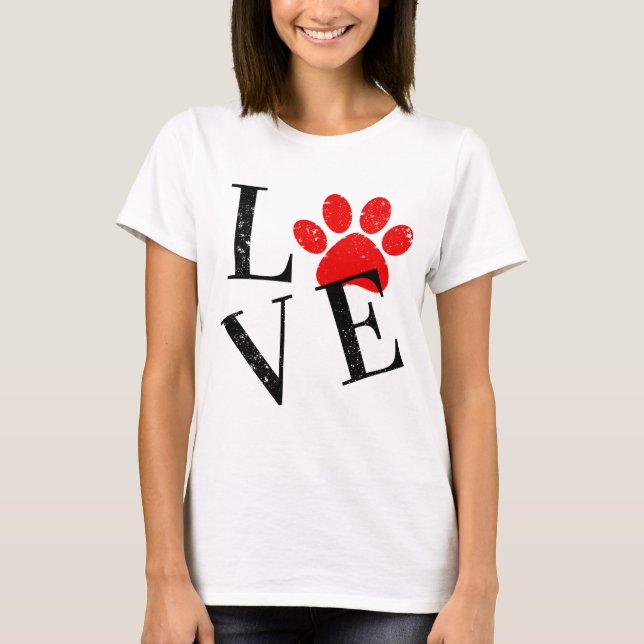 T-SHIRT MAMAN CHIEN AMOUR BRANCHÉ PATTE  (Devant)