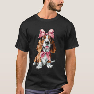 T-shirt Maman Chien Basset Hound Coquette Fille Rose