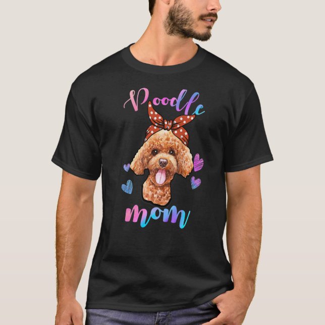 T-shirt Maman Chien Caniche Mignon Mère Chiot (Devant)