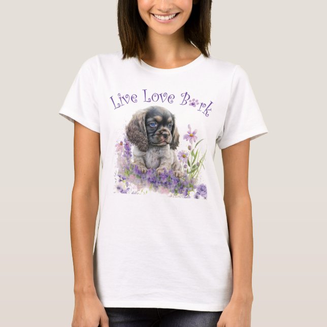 T-shirt Maman Chien Cocker Spaniel Floral (Devant)