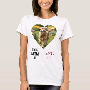 T-shirt Maman Chien Coeur en Forme Photos Monogramme Empre
