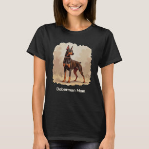 T-shirt Maman Chien Dobermann Pinscher Brun Rouille Rouge