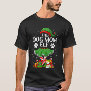 T-shirt Maman Chien Elfe Noël Famille Elfe Équipe Xmas Fil