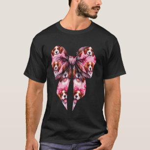 T-shirt Maman Chien Épagneul Breton Ruban Rose Nœud Coquet