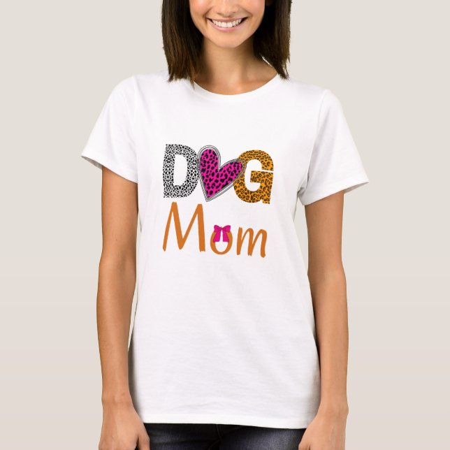 T-shirt Maman Chien Impression Léopard/Cadeau Tendance pou (Devant)