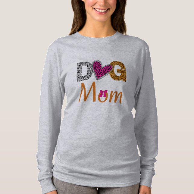 T-shirt Maman Chien Impression Léopard/Cadeau Tendance pou (Devant)