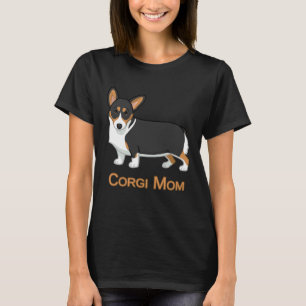 T-shirt Maman Chien Mignonne Noir Tricolore Pembroke Corgi