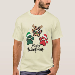 T-shirt Maman Chien Noël Joyeux Woofmas Amoureux des Chien