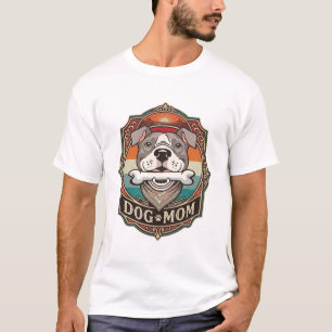 T-shirt Maman Chien Os Bandana Cadre Vintage_1