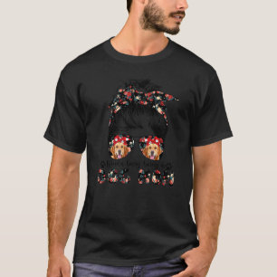 T-shirt Maman Chien Retriever Doré Femme Cheveux En Chigno