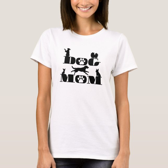 T-shirt Maman Chien Silhouette Empreinte de Patte Mignon A (Devant)