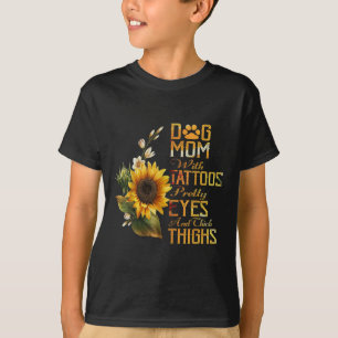 T-shirt Maman Chien Tournesols Avec Tatouages Beaux Yeux E