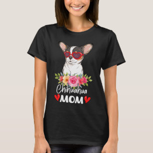 T-shirt Maman Chihuahua Maman Lunettes de soleil Fleur Amo