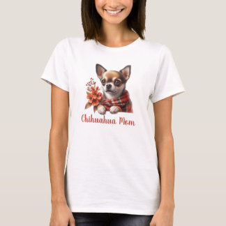 T-shirt Maman Chihuahua mignonne Chien Chiot avec des fleu