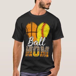 T-shirt Maman Coeur de basket-ball Mama Leopard Mère