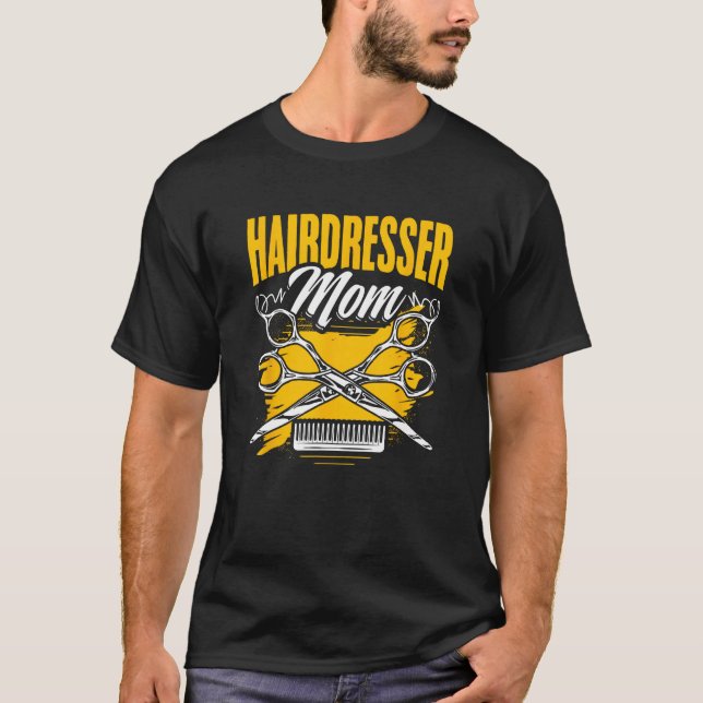 T-shirt Maman Coiffeuse Salon De Coiffure Barbier Coiffeur (Devant)