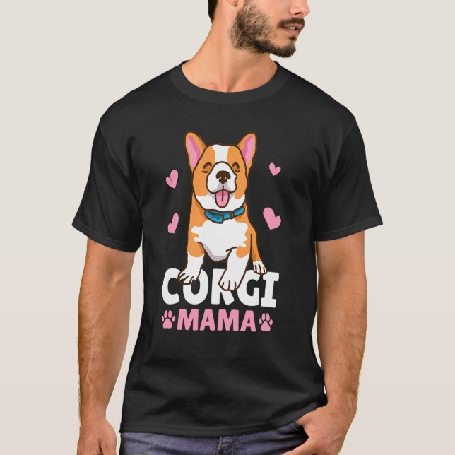 T-shirt Maman Corgi Avec Un Chien (Devant)
