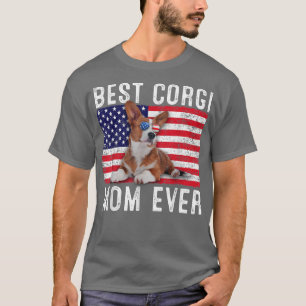 T-shirt Maman Corgi USA Drapeau Américain Propriétaire Ama