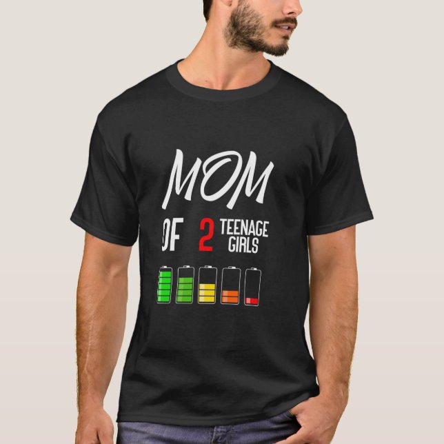 T-shirt Maman de 2 Adolescentes Filles Mama de Filles Mère (Devant)