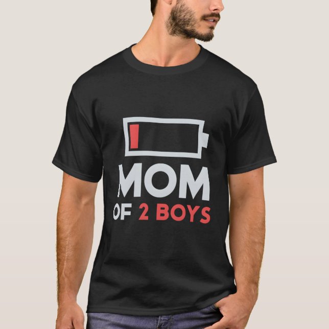 T-shirt Maman De 2 De Fils Fils Fête Des Mères (Devant)