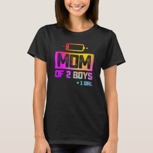 T-shirt Maman De 2 Garçons 1 Fille Batterie basse