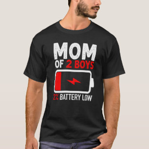 T-shirt Maman De 2 Garçons 2 Batterie Faible Fête des Mère