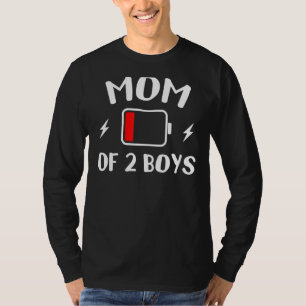 T-shirt Maman De 2 Garçons Amusants Faible Énergie Fatigué
