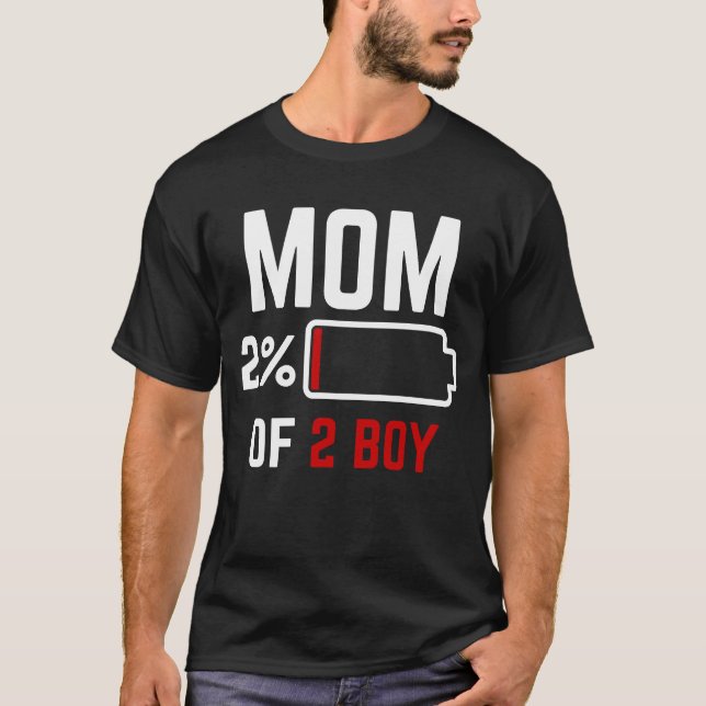 T-shirt Maman de 2 Garçons Batterie basse Anniversaire Gar (Devant)