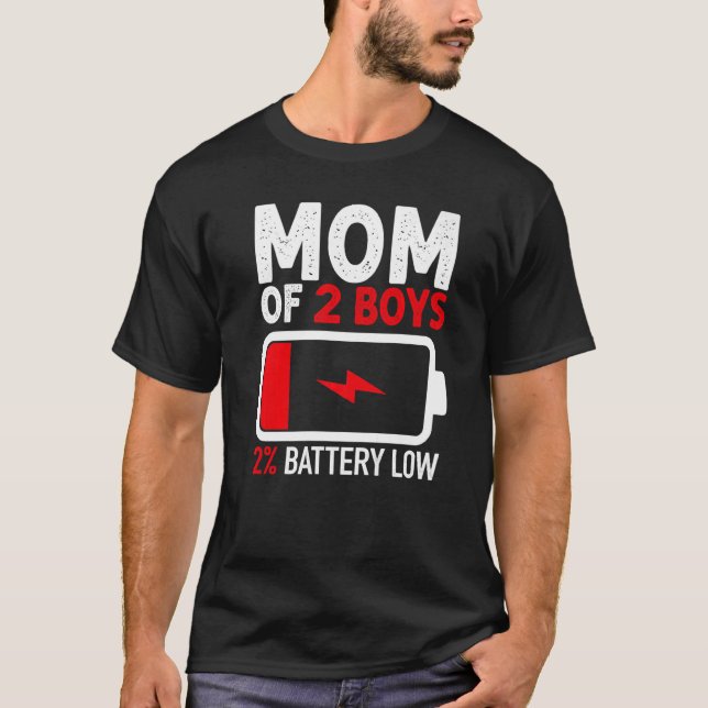 T-shirt Maman de 2 garçons Batterie basse de Son Fils Fête (Devant)