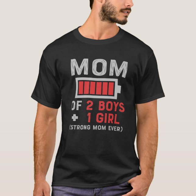 T-shirt Maman De 2 Garçons Cadeaux De Fille Ou Fils Mère D (Devant)