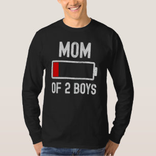 T-shirt Maman De 2 Garçons Faible Batterie Énergie Sarcast