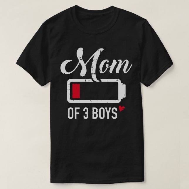 T-shirt Maman de 3 garçons batterie basse (Design devant)