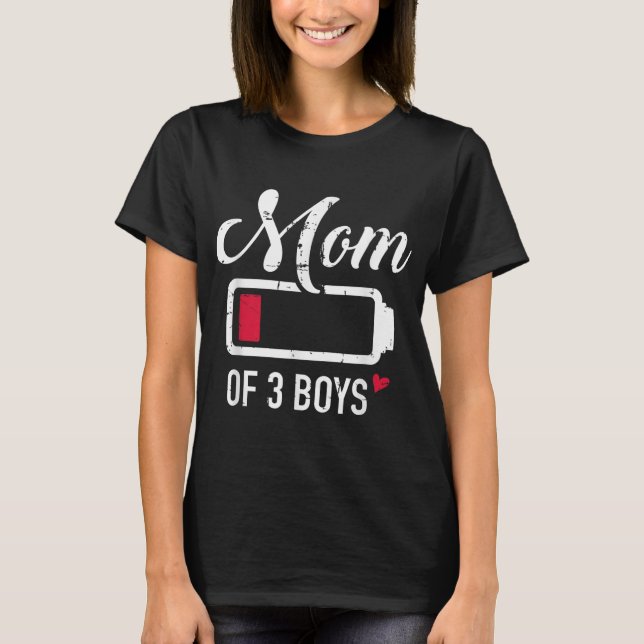 T-shirt Maman de 3 garçons batterie basse (Devant)
