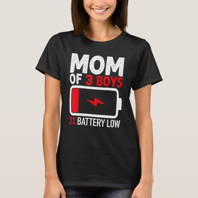 T-shirt Maman de 3 garçons Batterie basse de Son Fils Moth (Devant)