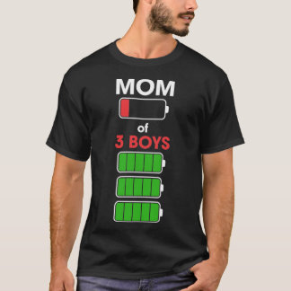 T-shirt Maman de 3 Garçons Drôle Femme Fille avec trois 3